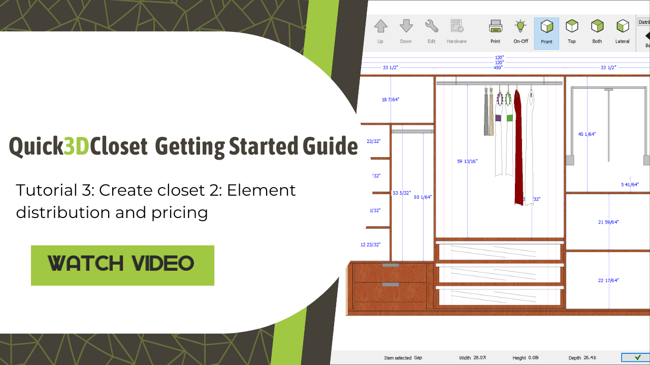 3. Create closet #2: Element distribution and pricing.