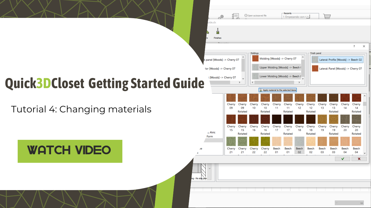 4. Changing materials in Quick3DCloset.